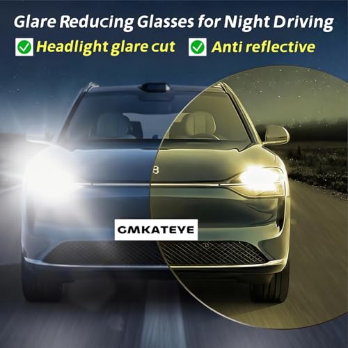 GMKATEYE Night Driving Glasses for Men Womens - Anti Glare Night Vision Pro Driving Polarized Yellow Lenses, Foldable & Li...