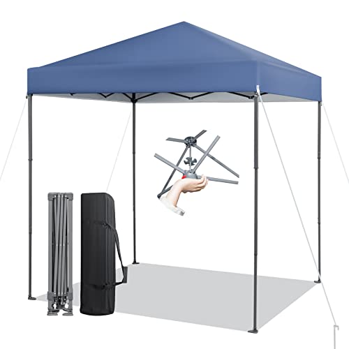 Tangkula 6.6x6.6 Ft Pop Up Canopy, 1 Person Instant Setup Canopy Tent with Center Lock, UPF 50+ Sun Protection, 8 Stakes, ...