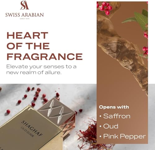 Swiss Arabian Shaghaf Oud - Luxury Products From Dubai - Long Lasting, Addictive Personal EDP Spray Fragrance - Seductive Signature Aroma - 2.5 Oz