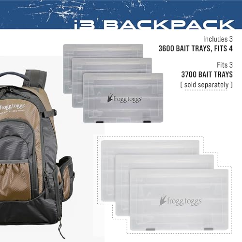 Frogg Toggs i3 Fishing Backpack, Tackle Storage, Includes 3-3600 Bait Trays