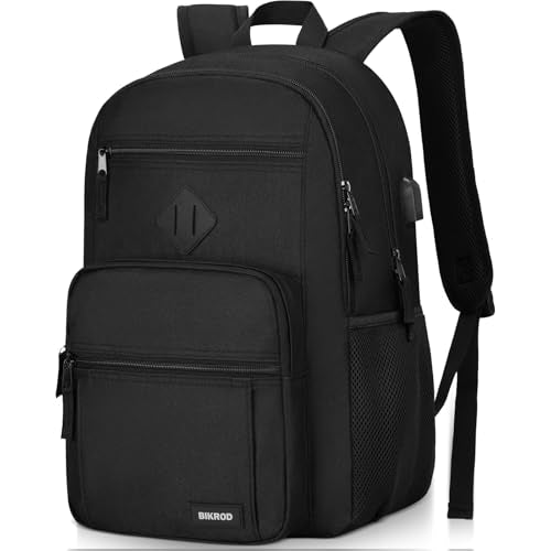 Black Backpack for Men and Women, Backpack for School Teens Boys and Girls, Lightweight Casual High School Bookbag, Daily-...