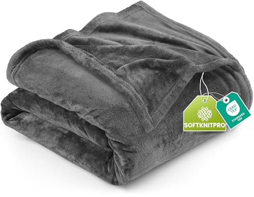 Utopia Bedding Fleece Blanket Queen Size Grey (90x90 Inches) Ultra Soft Warm Lightweight Microfiber Breathable Anti-Static...