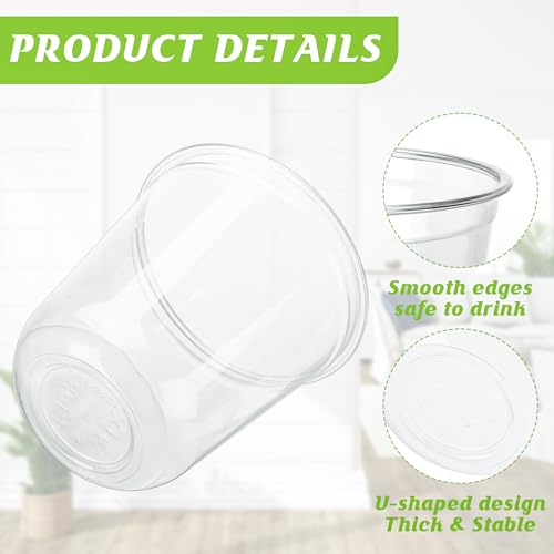 Xuelimei 12oz Disposable Stemless Glasses,PET Disposable Drinking Cups,Cold Party Clear Plastic Wine Glasses for Parties B...