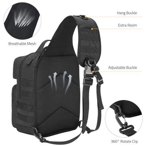 CVLIFE Tactical Sling Bag Backpack for Men Military Shoulder Sling Bag Molle Army Assault Detachable Tactical Bag with Bot...