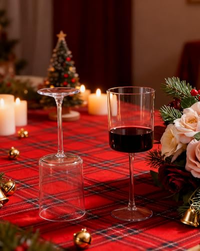 Ciaell 12 Pack Clear Plastic Wine Glasses - 10 Oz Disposable Wine Glasses with Stem for Parties & Weddings & Poolside & Ou...