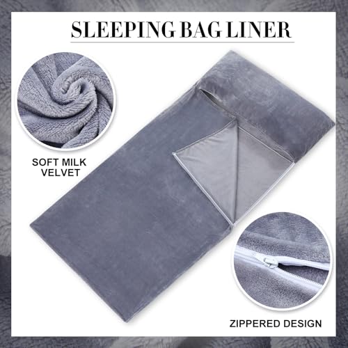 Remagr Flannel Sleeping Bag Liner for Adult, Flannel Fluffy Sheet & Camping Sheet for Winter Warm Thick Sheets for Backpac...
