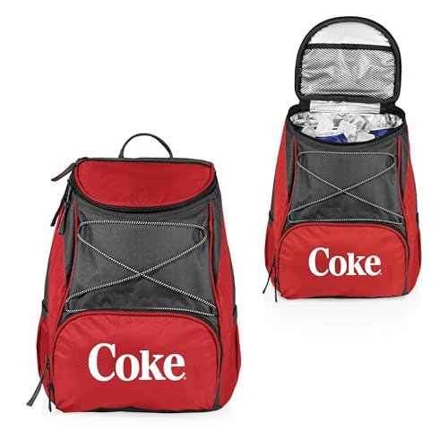 PICNIC TIME Coca-Cola Emoji PTX Backpack Cooler, Soft Cooler Backpack, Insulated Lunch Bag, (Red with Gray Accents)