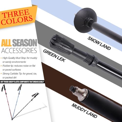 Single Trekking Pole | 7075 Aluminum Anti-Shock, Ultralight, Adjustable & Collapsible Hiking Stick