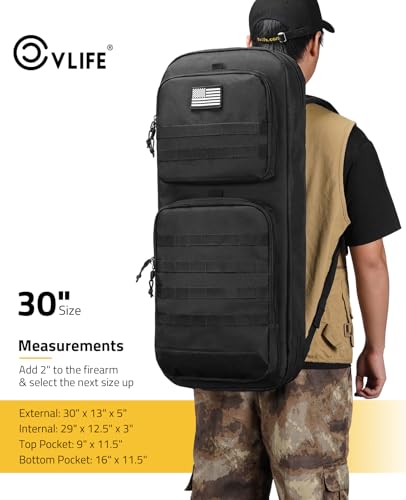 CVLIFE 30" 34" Soft Rifle Case Gun Backpack, Double Rifle Backpack Gun Bag Gun Case Covert Bug Out Bag, with Lockable Zipp...