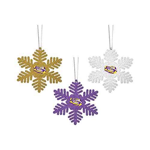 FOCO NCAA Unisex-Adult 3-Pack Metal Glitter Snowflake Holiday Christmas Tree