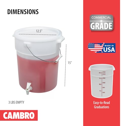 Cambro DSPR6148 SIX-GALLON (22,7 L) BEVERAGE DISPENSER, White, 22 Quart Case of 1