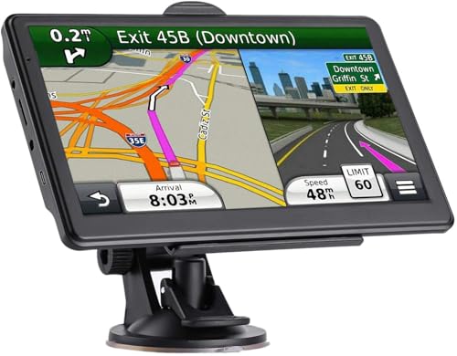 GPS Navigation for Car, 2025 Map 7 inch Touch Screen Car GPS, Voice Turn Direction Guidance, Support Speed and Red Light W...