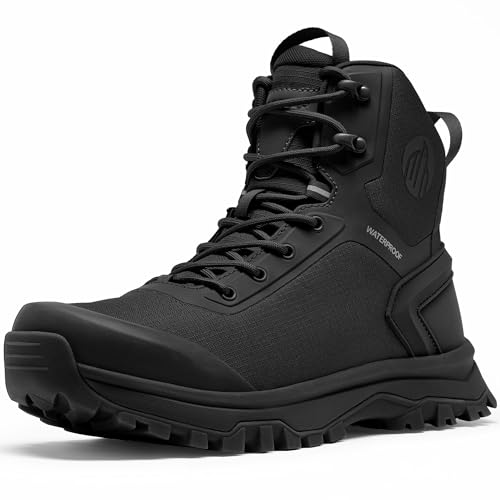 Coostar Tactical Boots for Men Lightweight Military Combat Boot Side Zipper Motorcycle Hiking Work Boots Waterproof 8 Inches