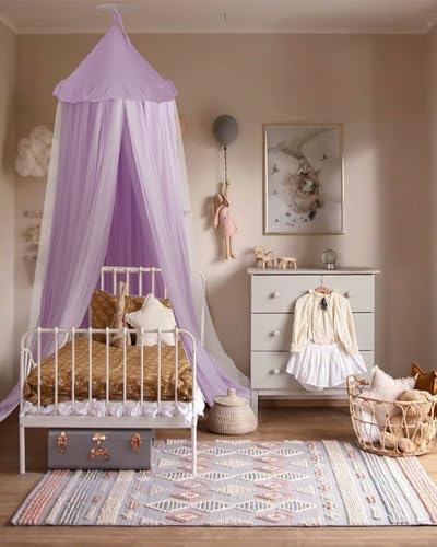 Bed Canopy with Star Lights, Double Layer Canopy for Bed, Princess Play Tent for Girls Room, Breathable Canopy Bed Curtain...