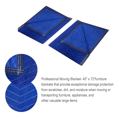 3 Pack Moving Blankets 40x72in Heavy Duty Padded Packing Blankets for Moving Shipping Protecting Furniture Professional Qu...