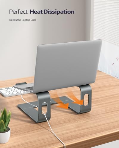 Nulaxy Fully Aluminum Detachable Laptop Stand, Ergonomic Ventilated Cooling Laptop Holder Computer Riser for Desk, Anti-Sl...