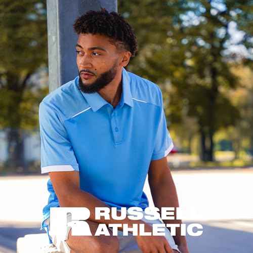 Russell Athletic Men's Legend Polo Shirt, Moisture-Wicking Performance, Classic Fit