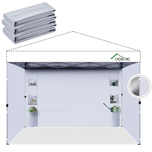 Acepic Instant Canopy Sidewalls 10x10 FT for Pop Up Canopy, Waterproof and UV Protection, 300D Polyester Canopy Walls with...