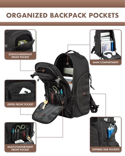 TRAILKICKER Tactical Laptop Backpack Military Backpack for Men Black Tactical Bag Backpack