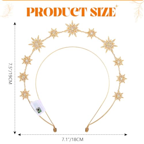 DRESBE Light Up Greek Goddess Headband New Year LED Star Crown Headbands Glow NYE Party Hair Accessories for Women (Gold)