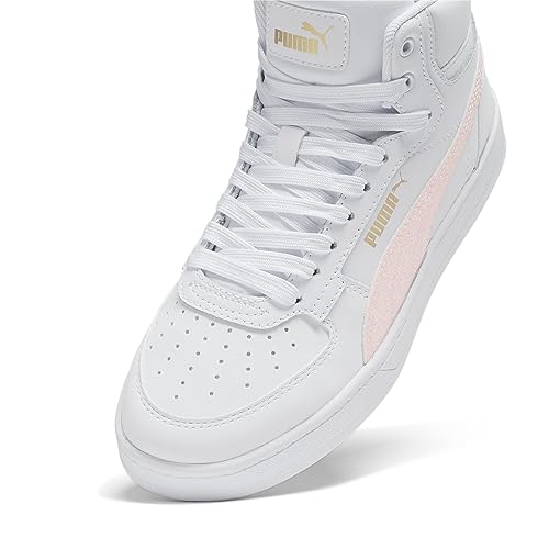 PUMA Kids' Caven 2.0 Mid Sparkle PUMA White-Peach Smoothie-Gold Big Kid 6.5