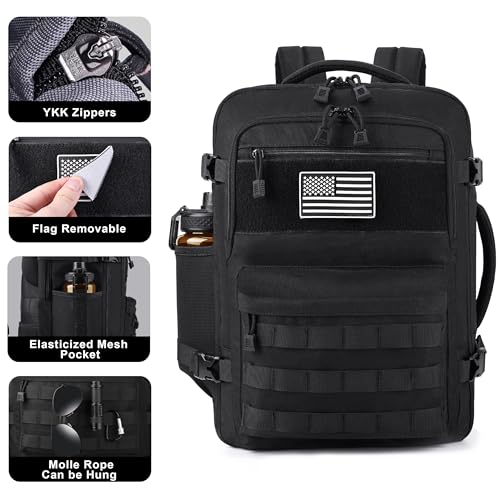 MOZETO TSA Approved Carry On Backpack, Extra Large Tactical Travel Backpack for Men, Airplane Approved Weekender Bag, Wate...