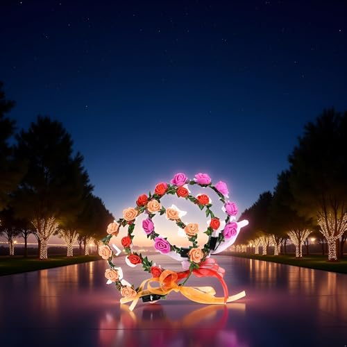 Calsgkspray White Vintage LED Flower Crown, Glow Flower Wreath Headbands Luminous Led Bridal Headpiece Wedding Headdress H...