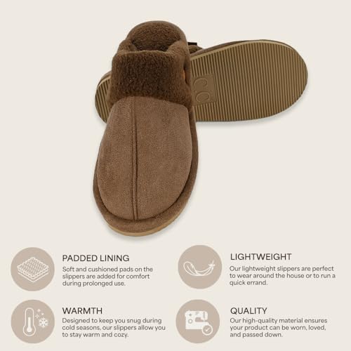C.C Suede Faux Fur Lined House Indoor-Outdoor Slippers Slip-On for Women