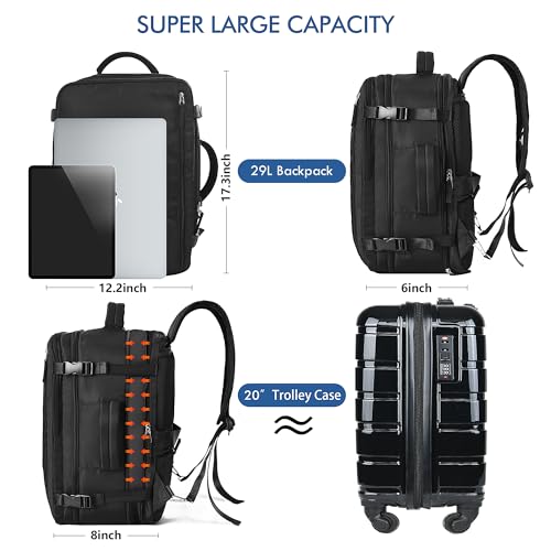 Beraliy Travel Backpack for Men Women, Large Carry On Backpack, Personal Item Bag Airline Approved, 17 inch Laptop Backpac...