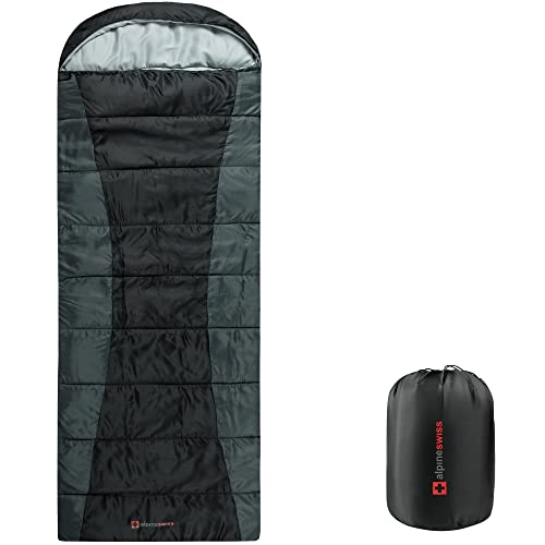 Alpine Swiss 0°C (32°F) Sleeping Bag Lightweight Waterproof with Compression Sack Adults All Seasons Camping Hiking Backpa...