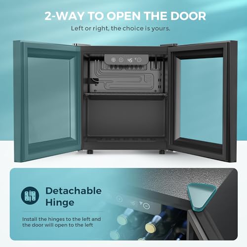 EUHOMY 48 Can Beverage Refrigerator cooler-Mini Fridge Glass Door for Beer Drinks Wines, Countertop Beverage Fridge with A...