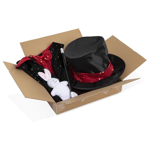 Melissa & Doug Magician Costume Role Play Set - Includes Hat, Cape, Wand, Magic Tricks