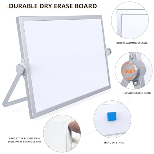 Laokiiy Small Dry Erase White Board, Magnetic Desktop Whiteboard with Stand, Dry Eease Board Mini Easel Double Sided on Ta...