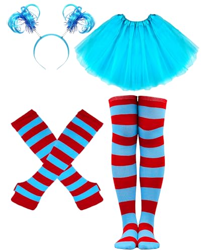 Women Tutu Costume Accessories Set with Headband Sunglasses Halloween 80s Cosplay Birthday Party Girls
