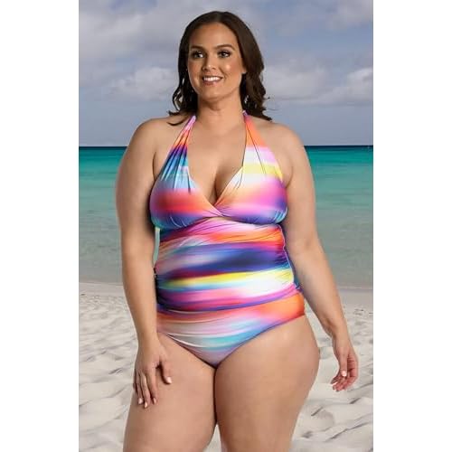 La Blanca Women's V-Neck Halter Tankini Swimsuit Top
