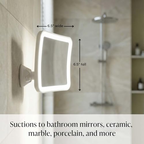 Fancii 10X Magnifying Lighted Makeup Mirror - Daylight LED Vanity Mirror - Compact, Cordless, Locking Suction, 6.5" Wide, ...