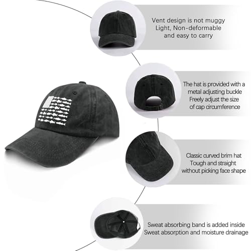 Mens Vintage Washed Fishing Hat Distressed Cotton Baseball Cap Outdoor Sun Protection Dad Hat