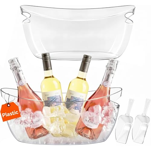Ice Buckets for parties Wine Bucket, Clear Acrylic 5.5 Liter Plastic Tub for Drinks and Parties, Food Grade, Perfect for W...