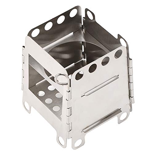 Portable Stainless Steel Folding Stove, Wide Opening Design for Adding Wood with Reusable Pouch, for Outdoor Camping BBQ H...