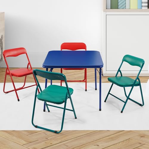 Folding Square Table, Card Table with Vinyl Padded Top, Foldable Activity for Indoor/Outdoor Use, Perfect for Picnic, Play...