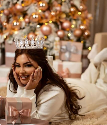 WOVOWOVO Gold Queen Crown for Women Princess Crown Birthday Tiara Rhinestone Wedding Crowns Headband for Bride Hair Access...
