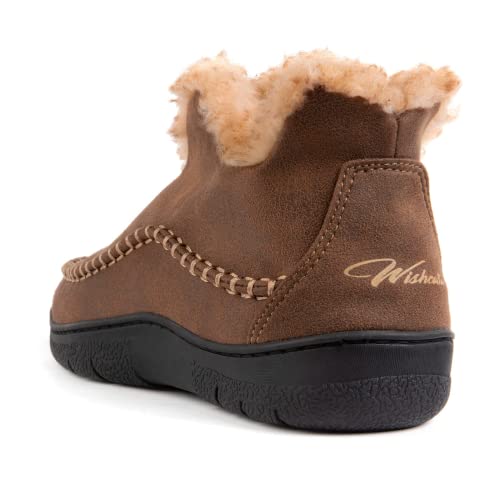 Wishcotton Men's Moccasin Bootie Slippers With Cozy Memory Foam, Winter Warm Fuzzy Indoor Outdoor House Shoes