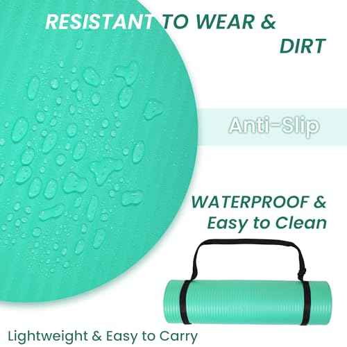 Fitvids Yoga Mat, 1/2-Inch Extra Thick High Density Exercise Mat, Anti-Tear Exercise Yoga Mat with Carrying Strap, Suitable for Various Yoga Exercises