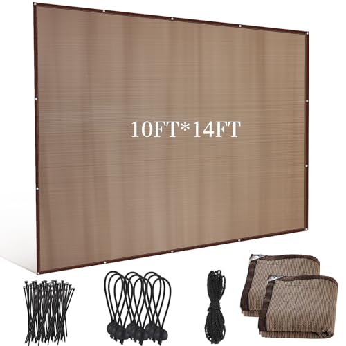 Yoojahow 2 Pcs 90% Sun Shade Cloth with Grommets 10' x 14' Pergola Shade Patio Replacement UV Block Privacy Screen Mocha C...