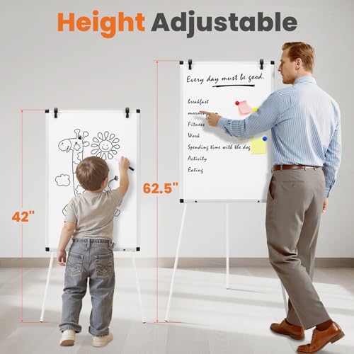 Sweetcrispy Whiteboard Easel 36 x 24 Inches, Magnetic Dry Erase White Board, Portable Boards Height Adjustable, Dry Erase ...
