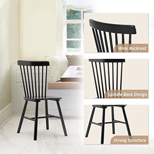 LUE BONA Windsor Dining Chair Set of 4, Spindle Back Wooden Chairs for Kitchen and Dining Room, Restaurant, Cafe, Hotel, B...