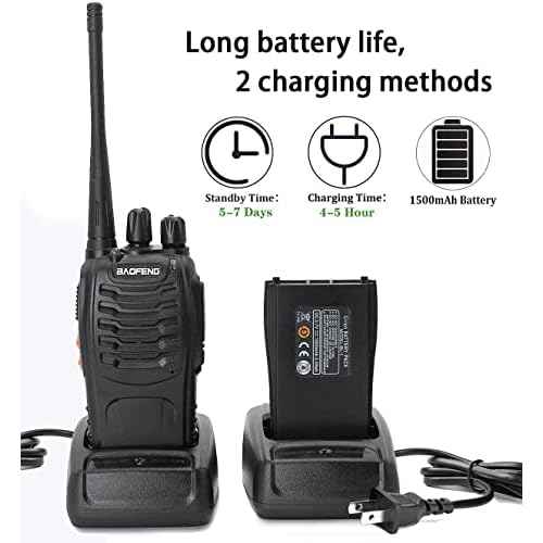 Baofeng Walkie Talkies bf-888s Two-Way Radios Long Range Rechargeable Interphone for Adults Professional Handheld UHF Communicator 6 Pack Walky Talky Set with Earpiece,Li-ion Battery and Charger