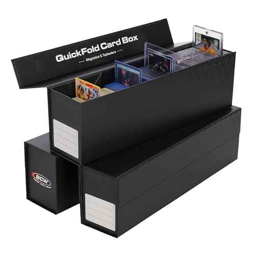 BCW QuickFold¢ç Card Storage Boxes for Magnetics & Toploaders ? 3 Pack | Trading Card Holder Box with Magnetic Closure | Easy Fold Assembly for Sports and TCG Cards