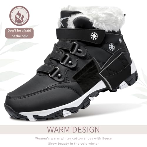 ASHION Womens Snow Boots Warm Fur Lined Winter Boots Comfortable Ankle Booties Outdoor Hiking Boots for Women