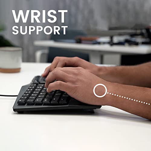 Perixx PERIBOARD-535BR Wired Ergonomic Mechanical Split Keyboard - Low-Profile Brown Tactile Switches - Programmable Featu...